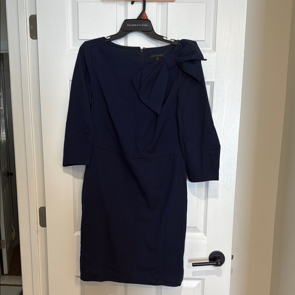 Banana Republic Blue Sheath Dress Bateau Neck 3/4 Sleeve